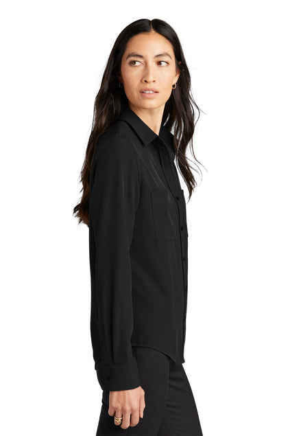 Mercer+Mettle® Women's Stretch Crepe Long Sleeve Camp Blouse - Deep Black