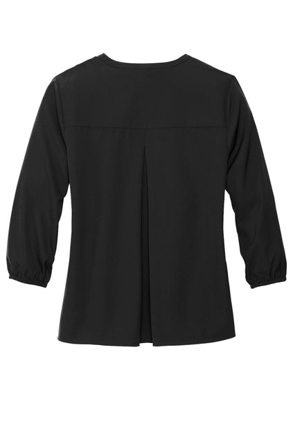 Mercer+Mettle® Women's Stretch Crepe 3/4-Sleeve Blouse - Deep Black