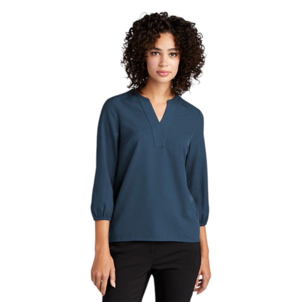 Mercer+Mettle® Women's Stretch Crepe 3/4-Sleeve Blouse - Insignia Blue