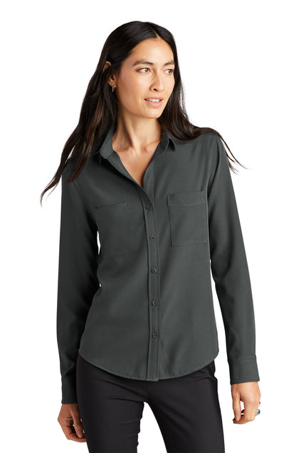 Mercer+Mettle® Women's Stretch Crepe Long Sleeve Camp Blouse - Anchor Grey