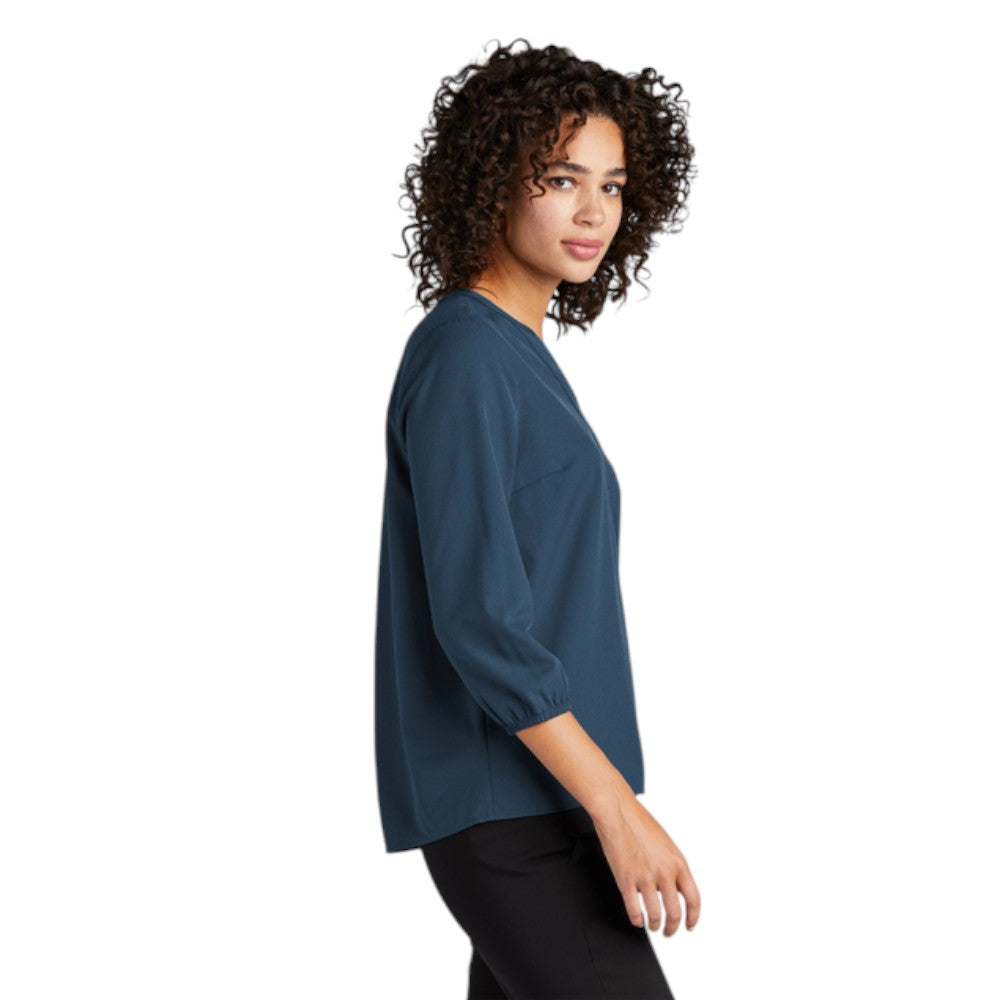 Mercer+Mettle® Women's Stretch Crepe 3/4-Sleeve Blouse - Insignia Blue