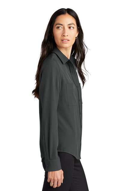 Mercer+Mettle® Women's Stretch Crepe Long Sleeve Camp Blouse - Anchor Grey