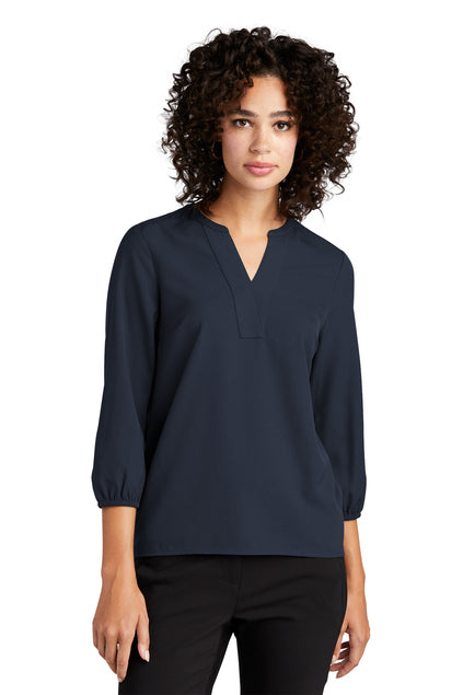Mercer+Mettle® Women's Stretch Crepe 3/4-Sleeve Blouse - Navy