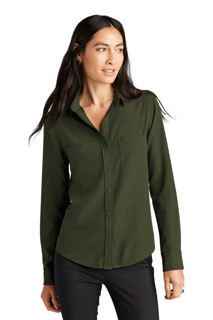 Mercer+Mettle® Women's Stretch Crepe Long Sleeve Camp Blouse - Townsend Green