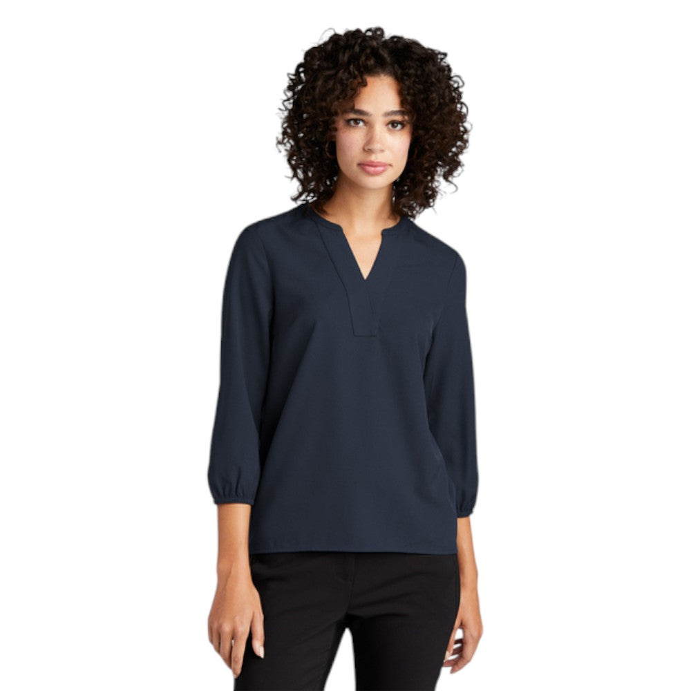 Mercer+Mettle® Women's Stretch Crepe 3/4-Sleeve Blouse - Navy