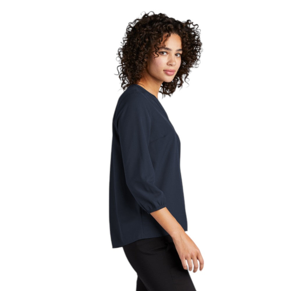 Mercer+Mettle® Women's Stretch Crepe 3/4-Sleeve Blouse - Navy