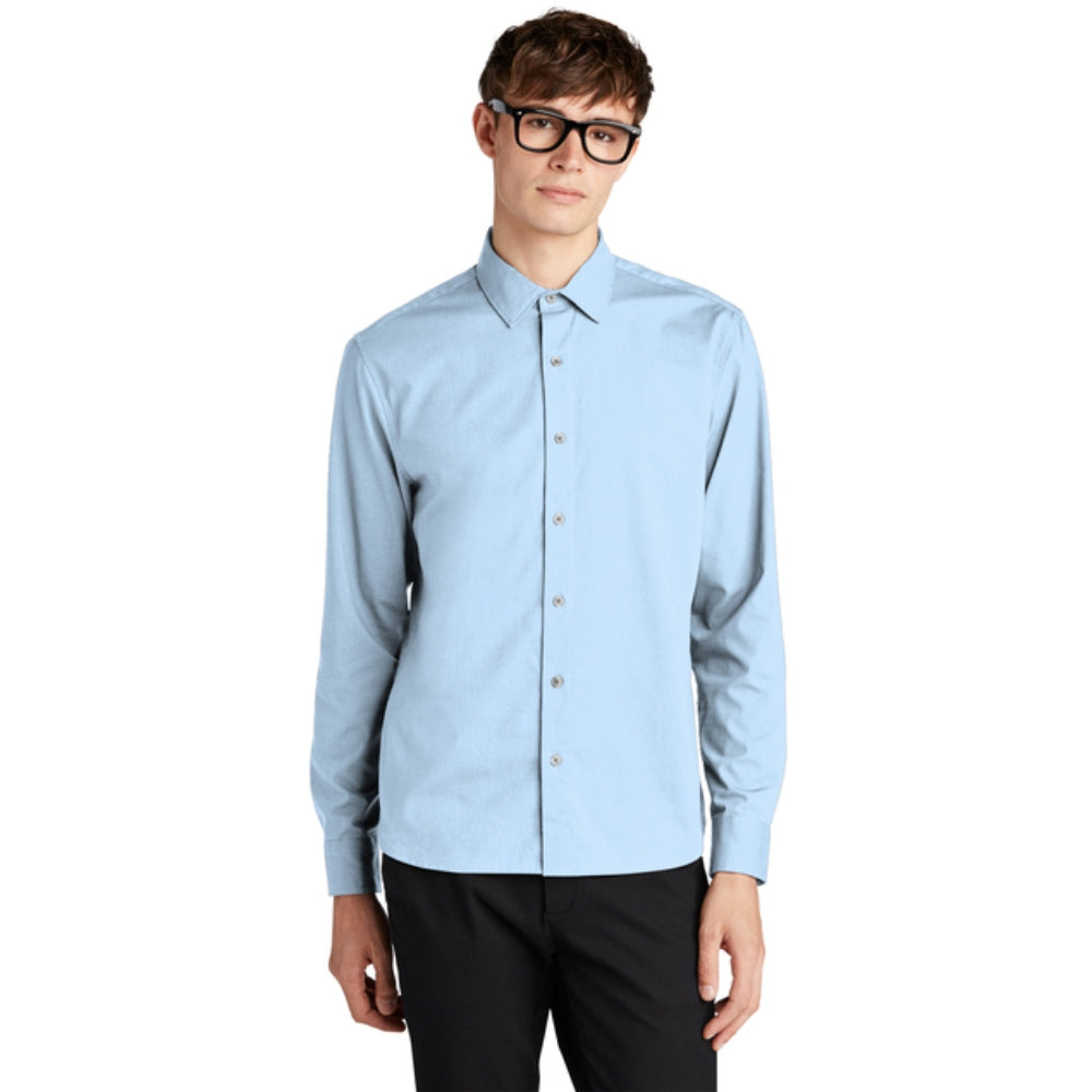 Mercer+Mettle® Long Sleeve Stretch Woven Shirt - Air Blue End On End