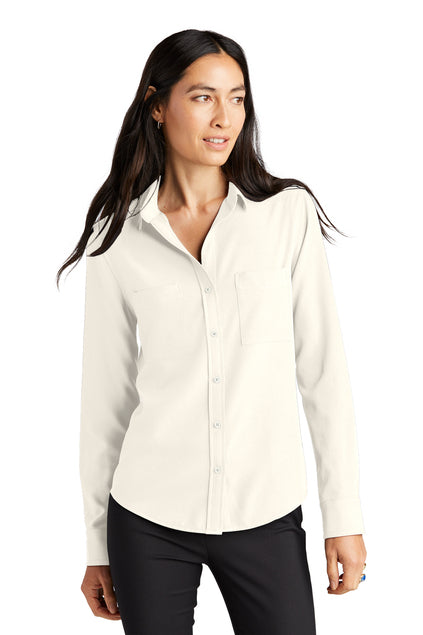 Mercer+Mettle® Women's Stretch Crepe Long Sleeve Camp Blouse - Ivory Chiffon