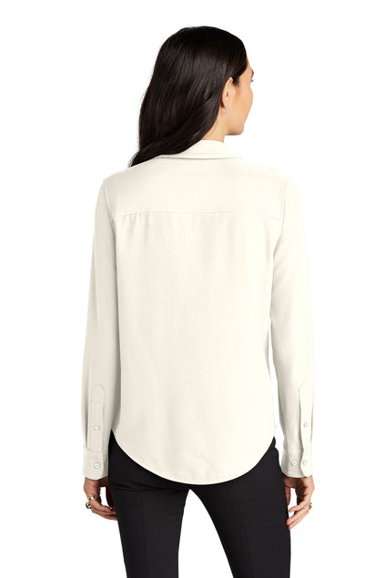 Mercer+Mettle® Women's Stretch Crepe Long Sleeve Camp Blouse - Ivory Chiffon