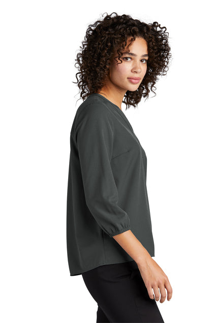 Mercer+Mettle® Women's Stretch Crepe 3/4-Sleeve Blouse - Anchor Grey