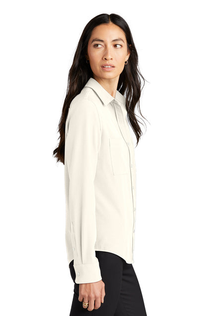 Mercer+Mettle® Women's Stretch Crepe Long Sleeve Camp Blouse - Ivory Chiffon