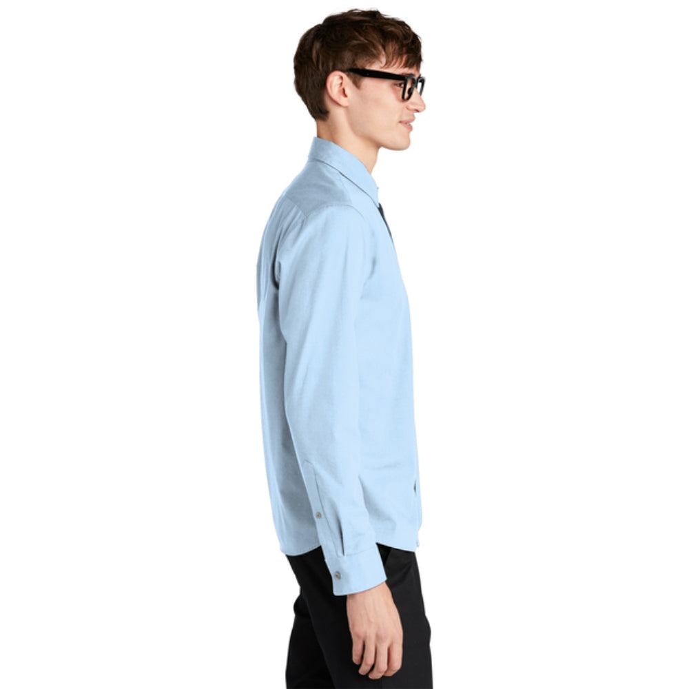 Mercer+Mettle® Long Sleeve Stretch Woven Shirt - Air Blue End On End