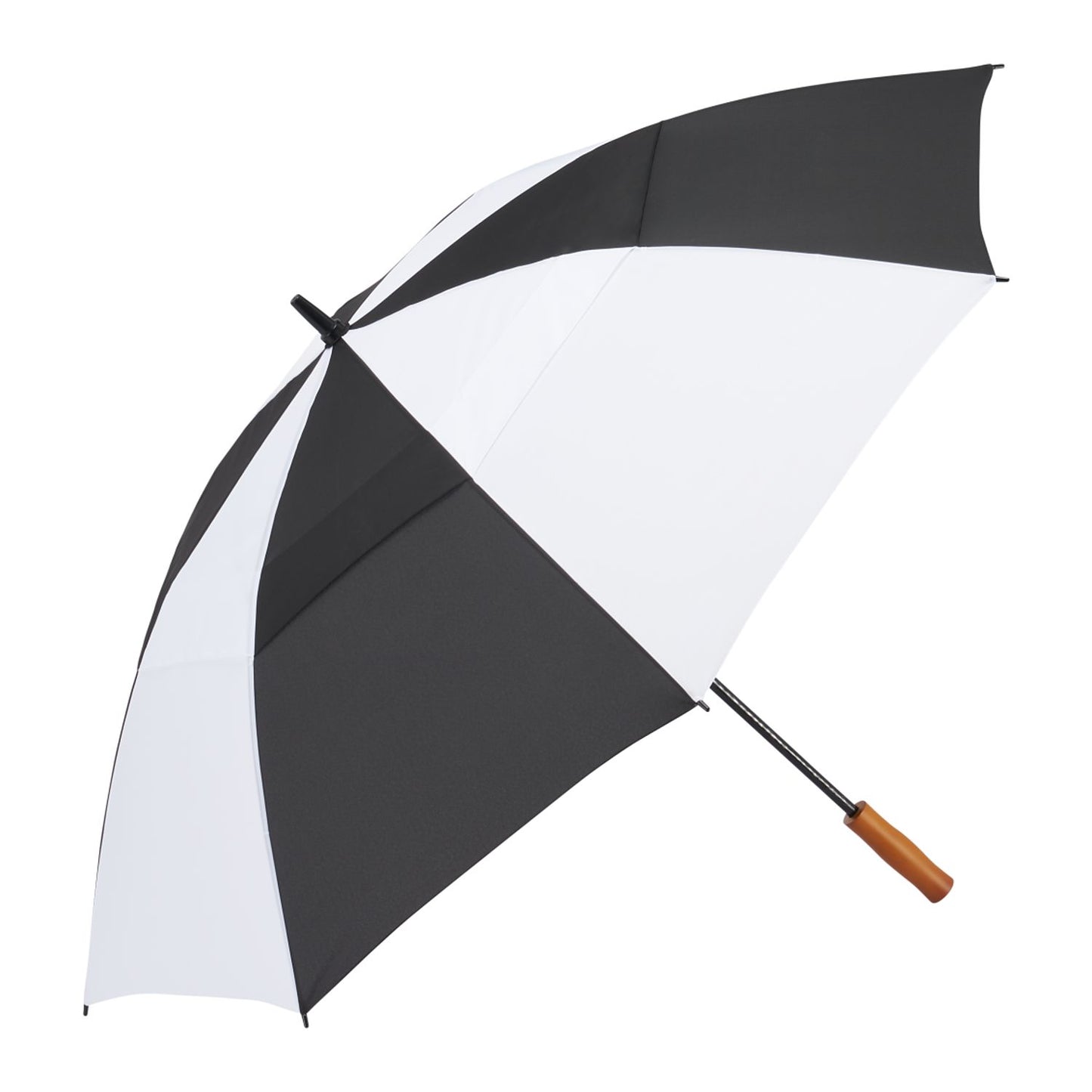 58" Recycled Golf Umbrella with Wooden Handle - Black/White