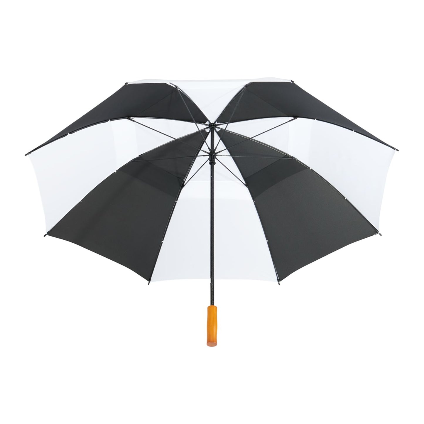 58" Recycled Golf Umbrella with Wooden Handle - Black/White