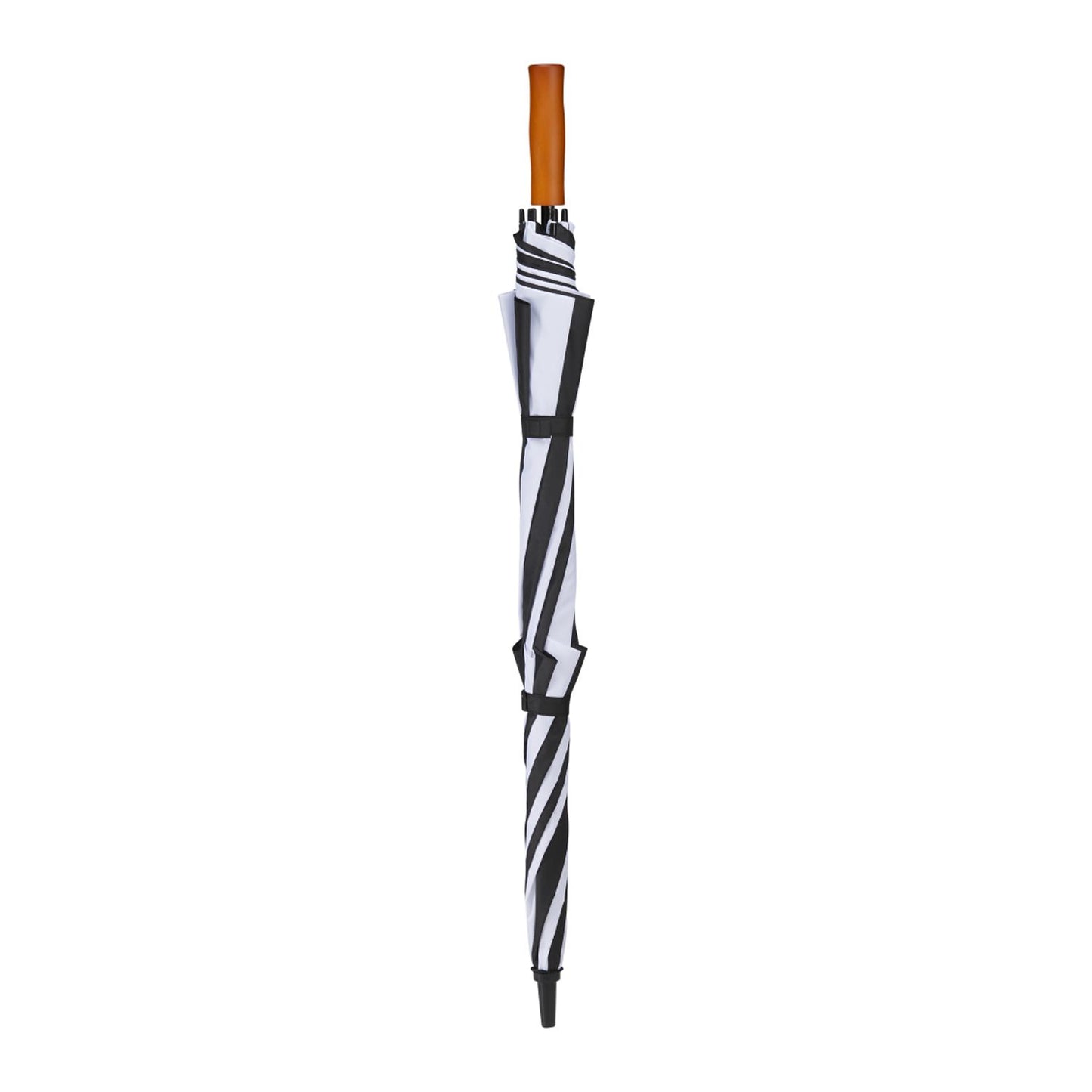 58" Recycled Golf Umbrella with Wooden Handle - Black/White