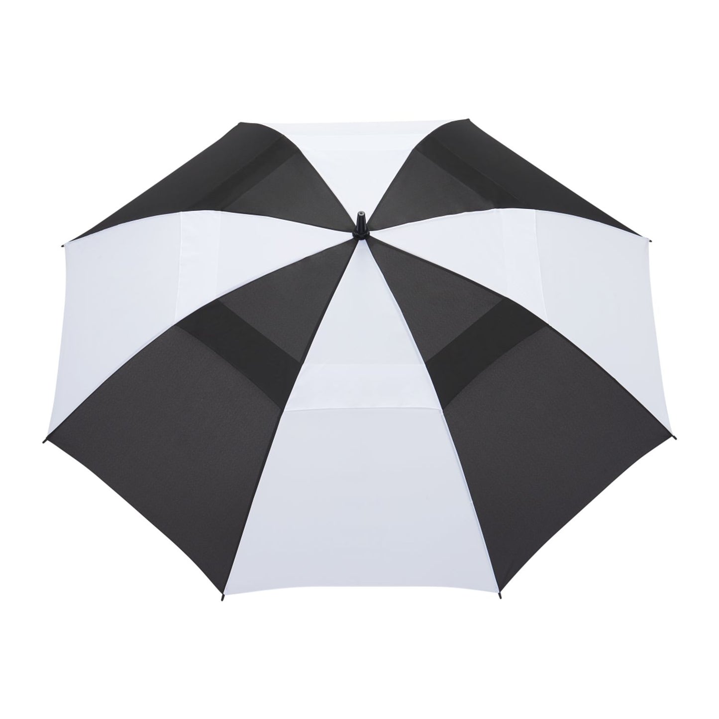 58" Recycled Golf Umbrella with Wooden Handle - Black/White