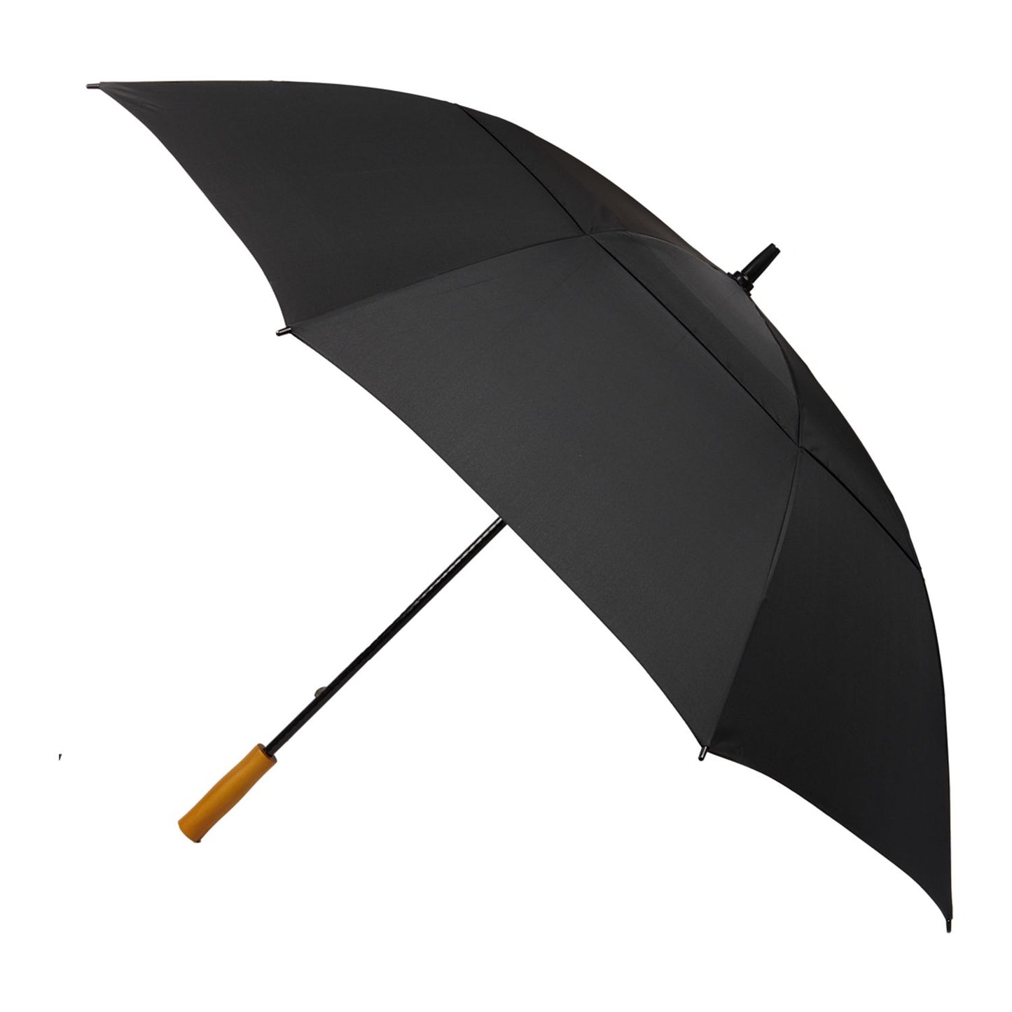 58" Recycled Golf Umbrella with Wooden Handle - Black