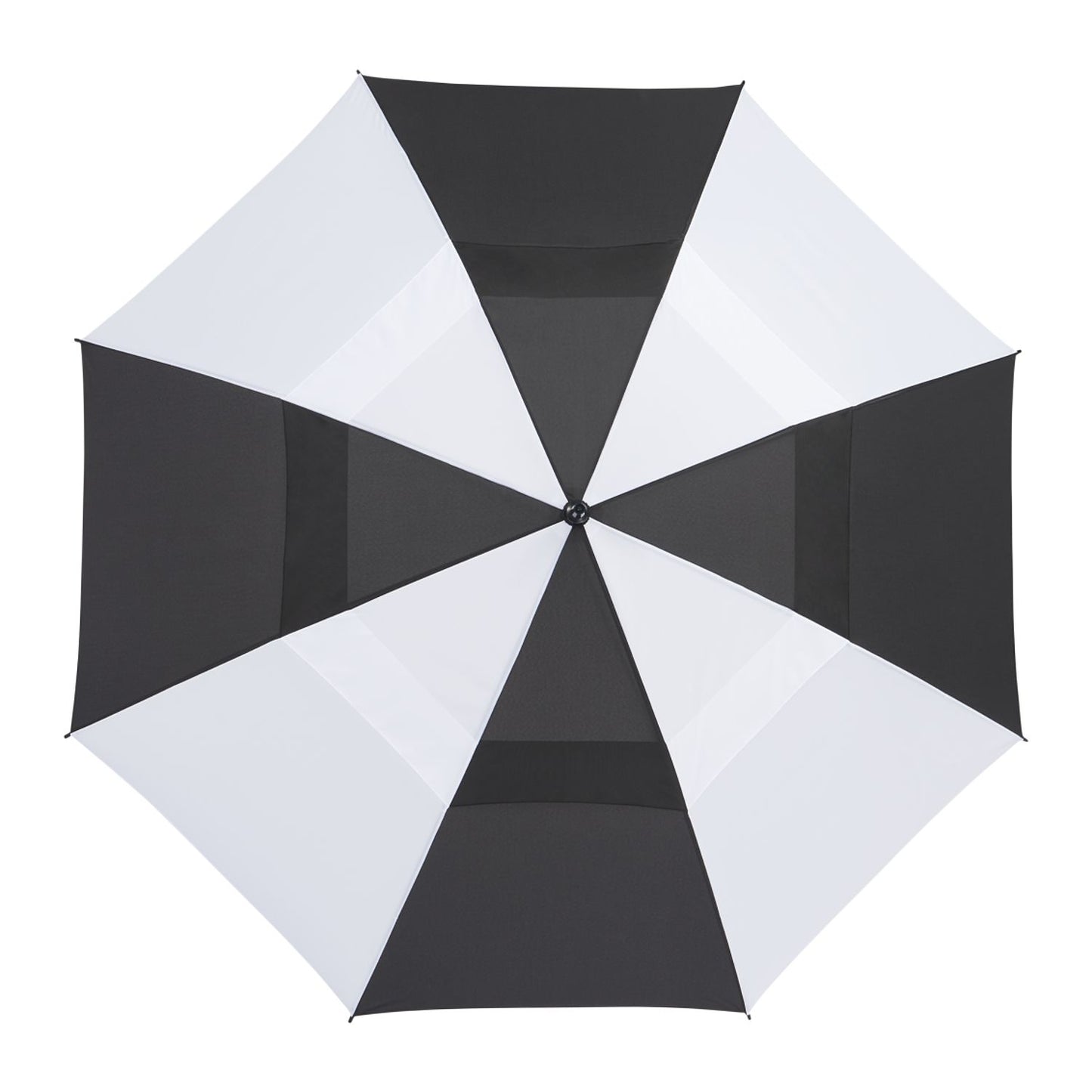 58" Recycled Golf Umbrella with Wooden Handle - Black/White