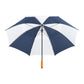 58" Recycled Golf Umbrella with Wooden Handle - Navy/White