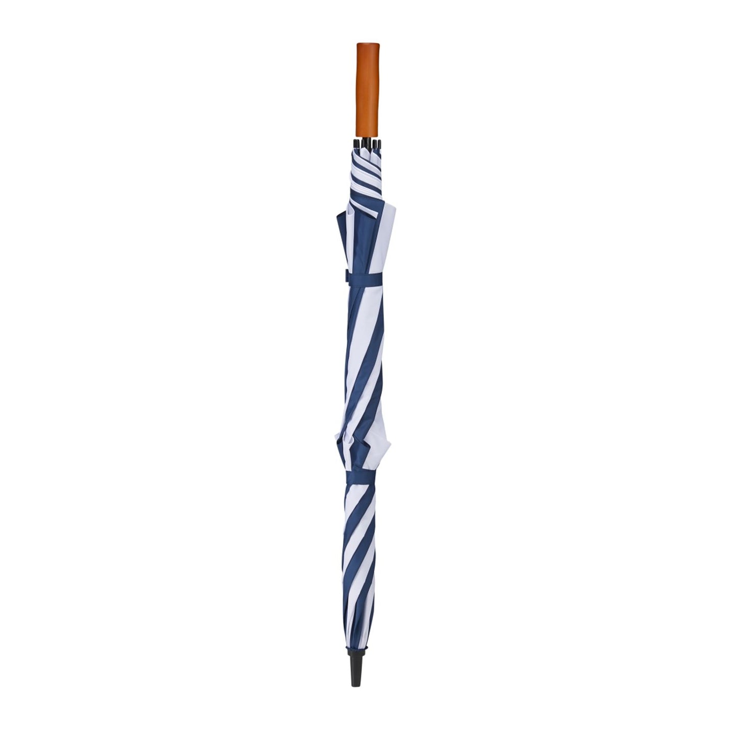 58" Recycled Golf Umbrella with Wooden Handle - Navy/White
