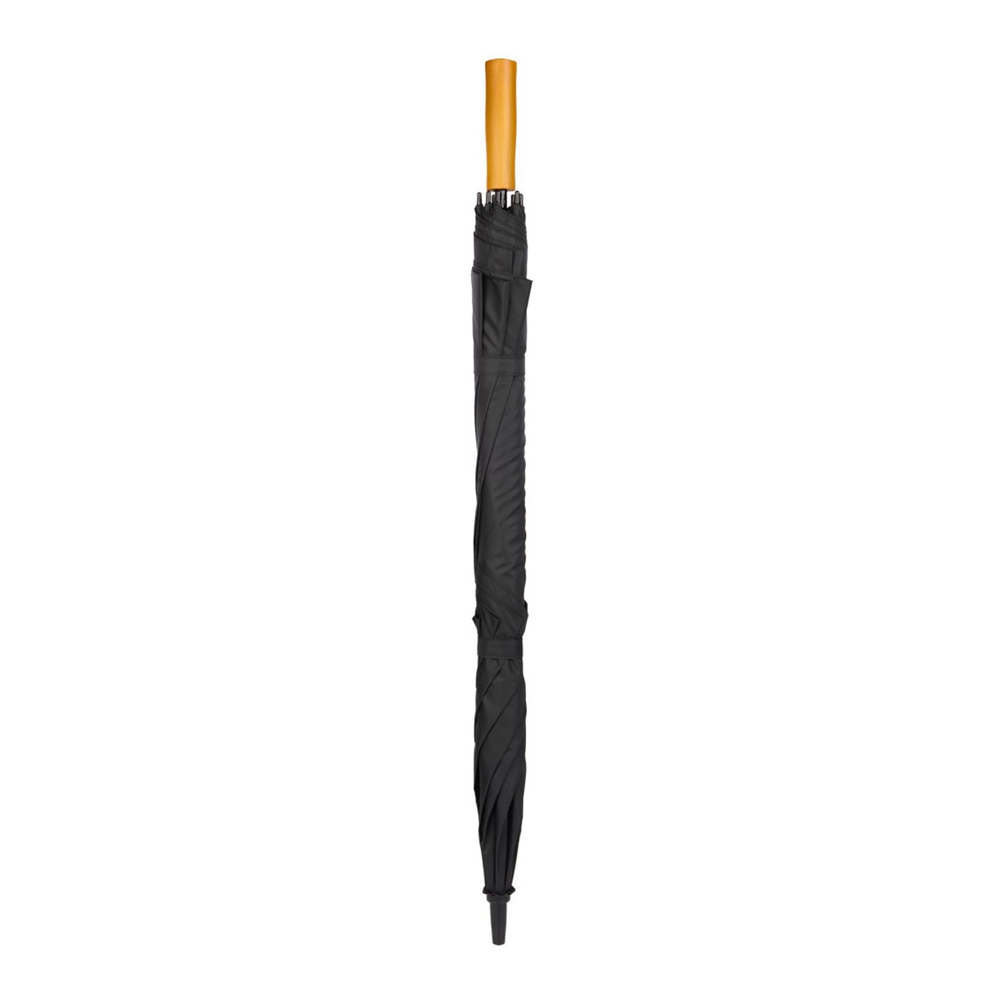 58" Recycled Golf Umbrella with Wooden Handle - Black