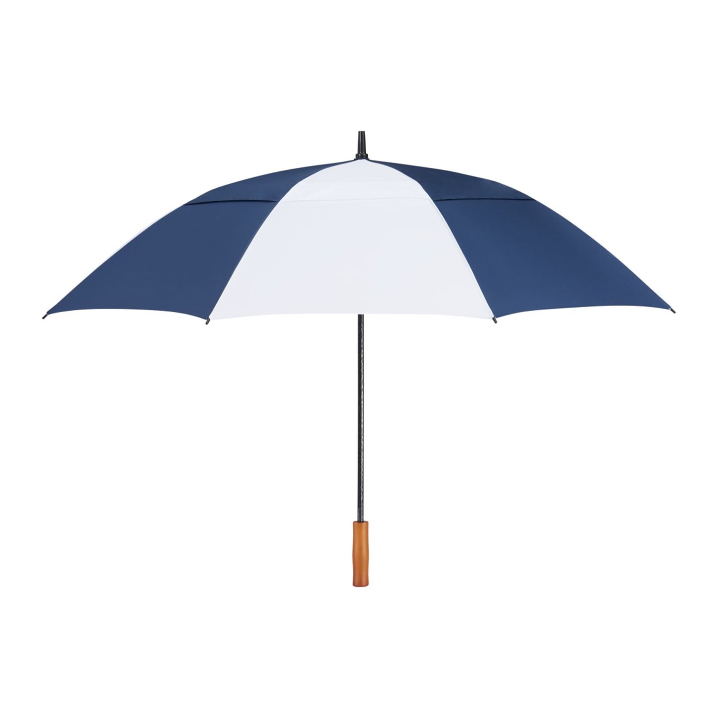 58" Recycled Golf Umbrella with Wooden Handle - Navy/White