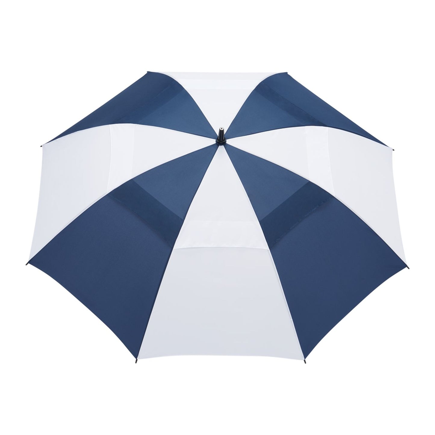 58" Recycled Golf Umbrella with Wooden Handle - Navy/White