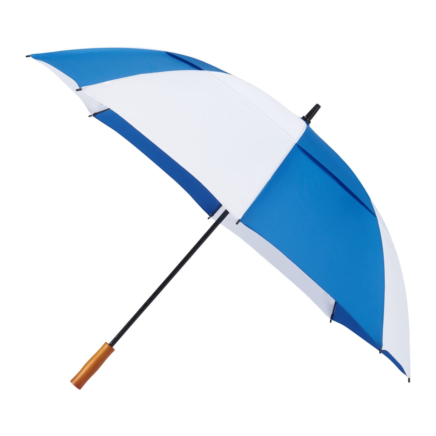 58" Recycled Golf Umbrella with Wooden Handle - Royal/White