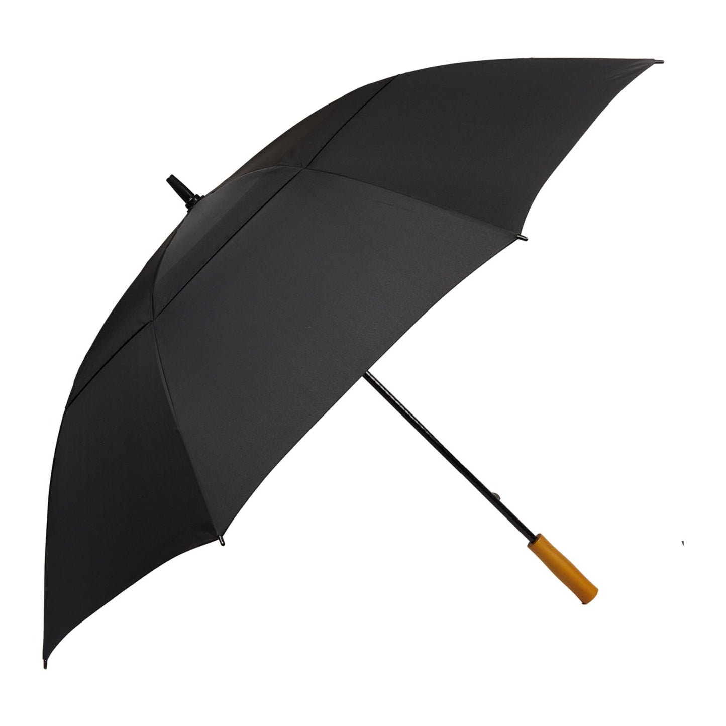 58" Recycled Golf Umbrella with Wooden Handle - Black