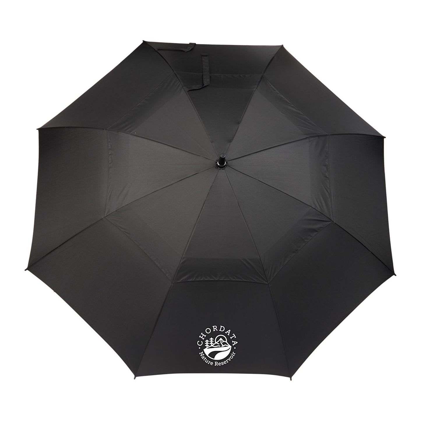 58" Recycled Golf Umbrella with Wooden Handle - Black