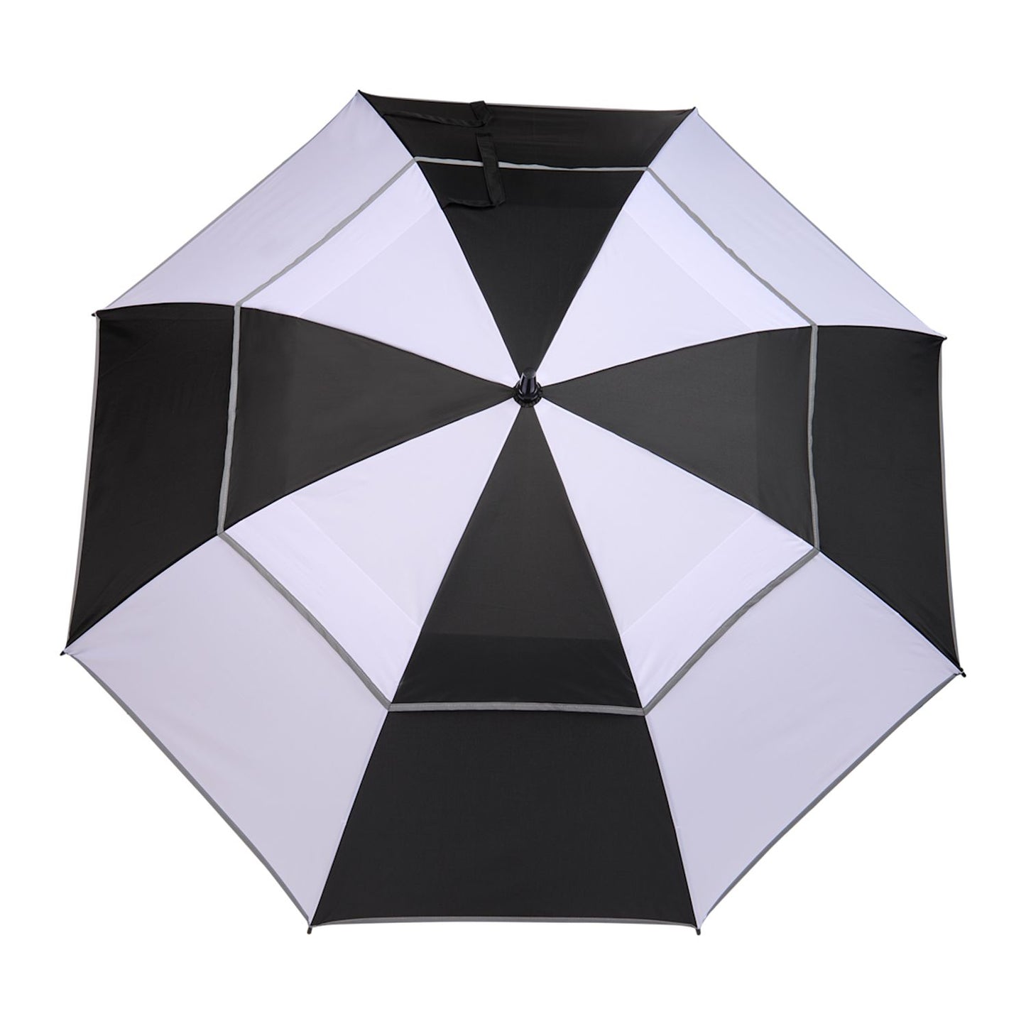 62" RPET Golf Umbrella w/ Reflective Trim - Black/White