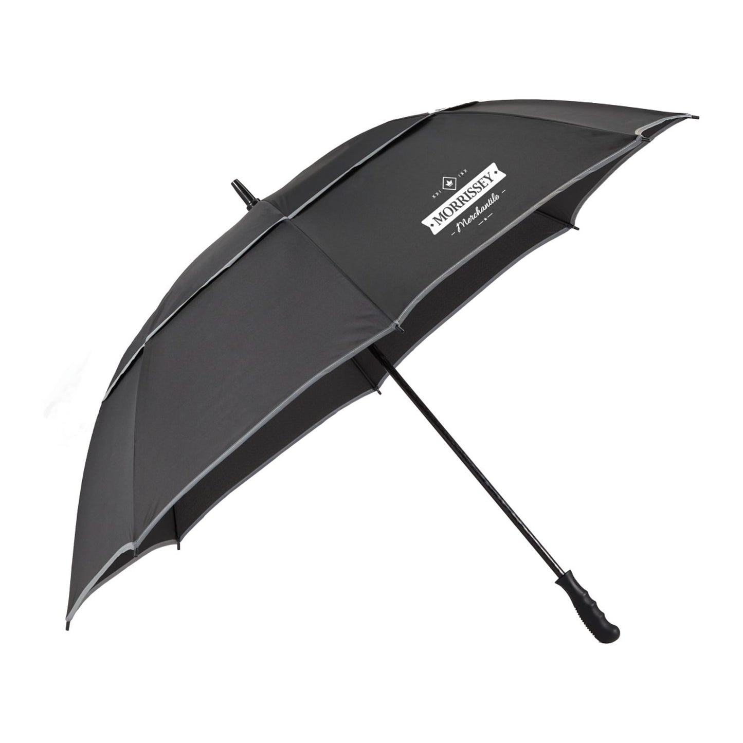 62" RPET Golf Umbrella w/ Reflective Trim - Black