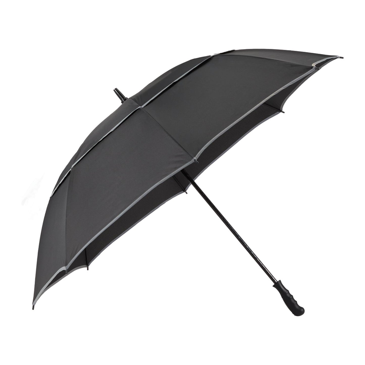 62" RPET Golf Umbrella w/ Reflective Trim - Black