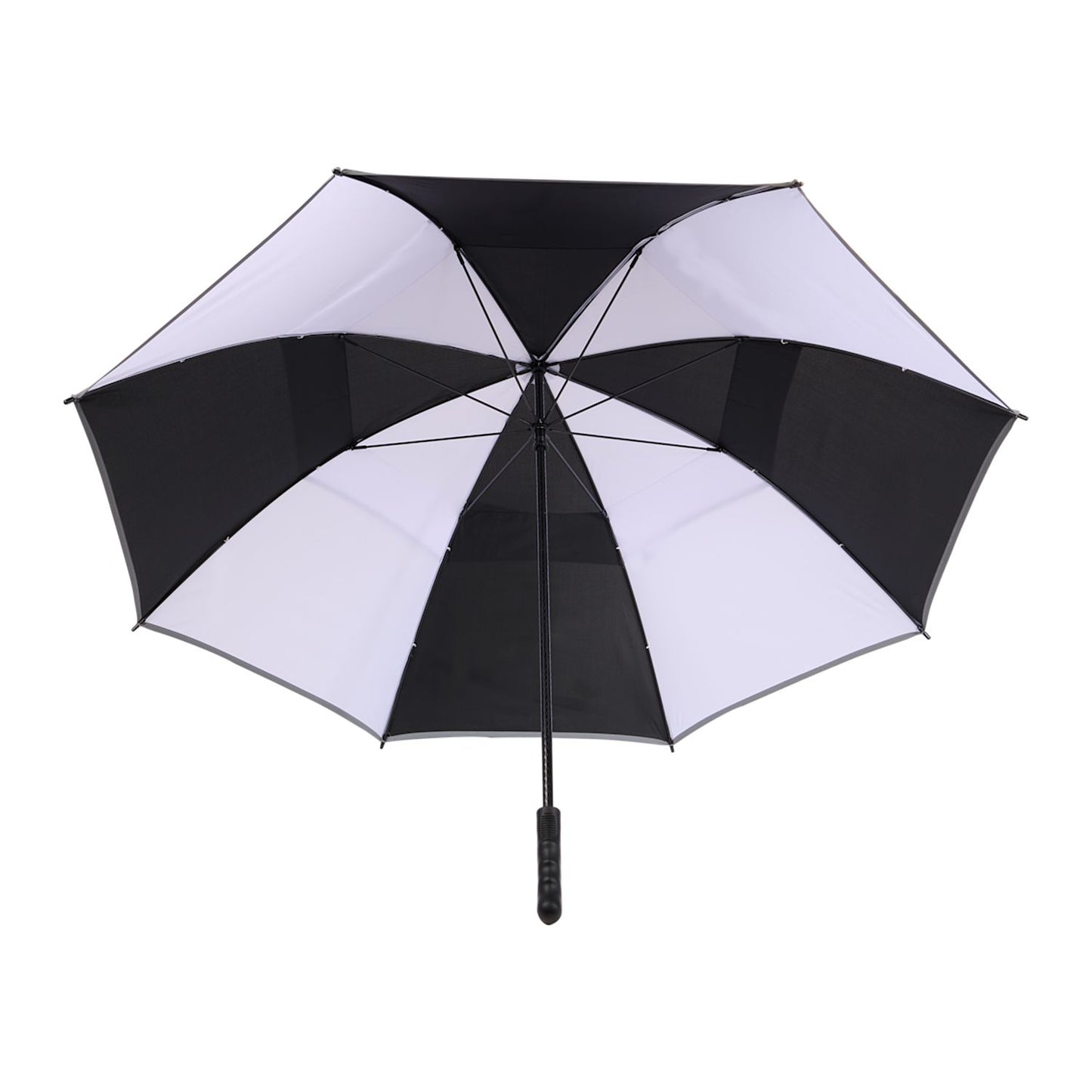 62" RPET Golf Umbrella w/ Reflective Trim - Black/White