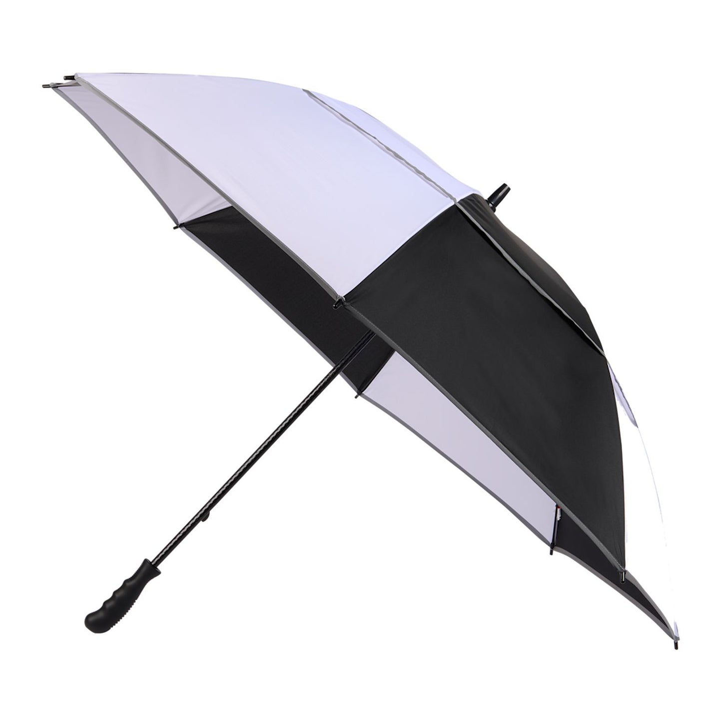 62" RPET Golf Umbrella w/ Reflective Trim - Black/White