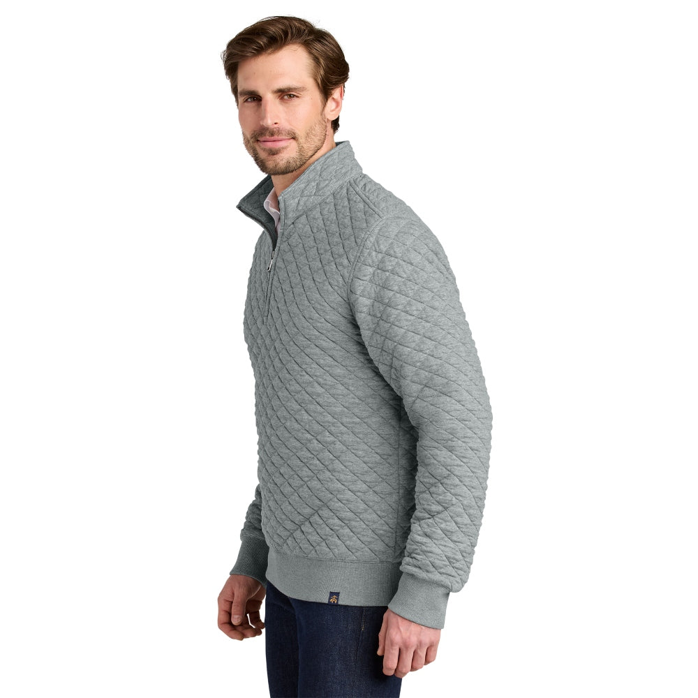 Brooks Brothers® Diamond Quilt 1/4-Zip - Light Shadow Grey Heather