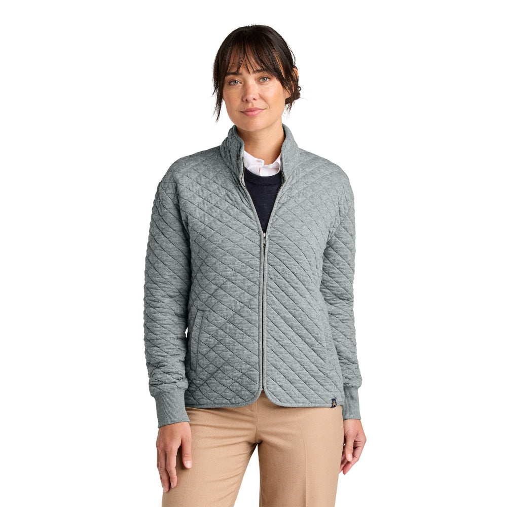Brooks Brothers® Women’s Diamond Quilt Full-Zip - Light Shadow Grey Heather