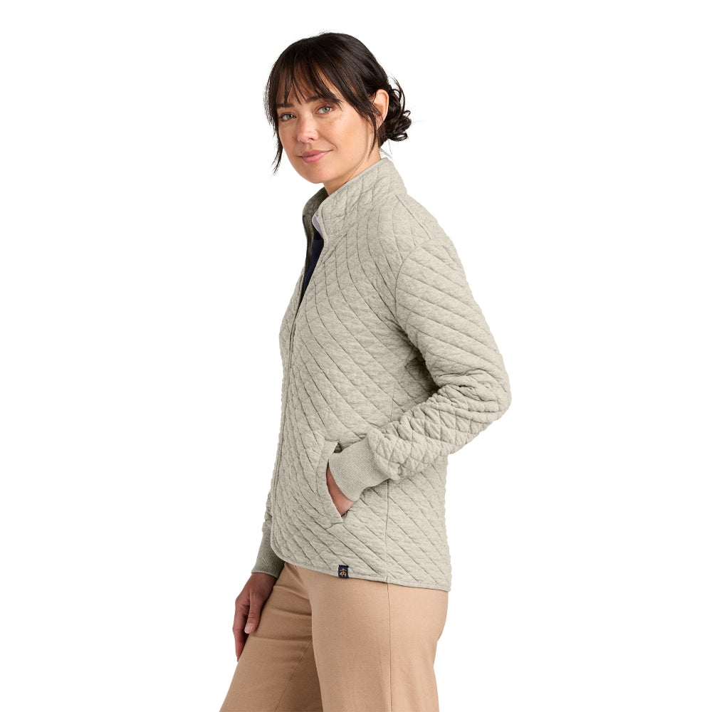 Brooks Brothers® Women’s Diamond Quilt Full-Zip - Oatmeal Heather