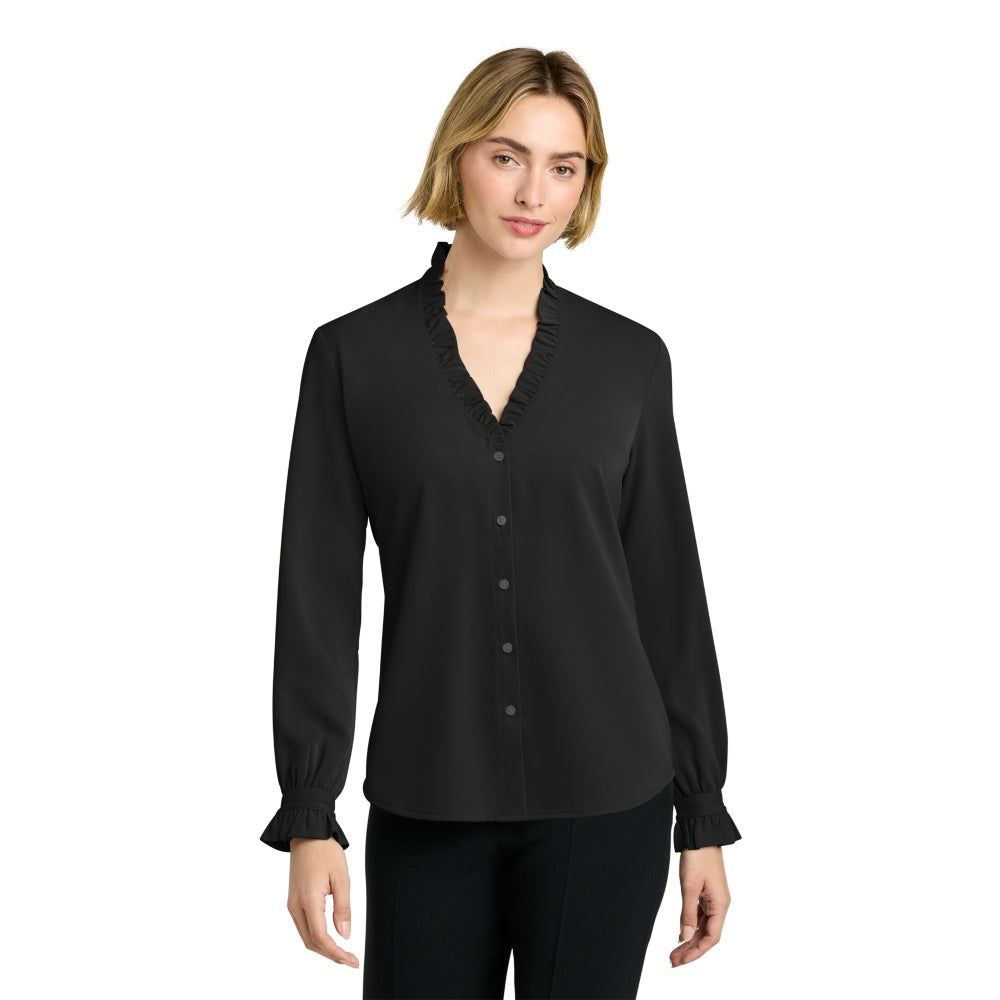 Brooks Brothers® Women’s Long Sleeve Ruffle Collar Blouse - Deep Black