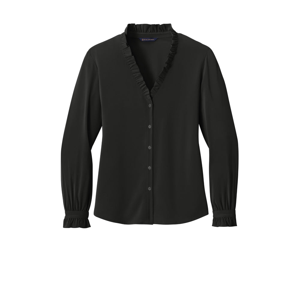Brooks Brothers® Women’s Long Sleeve Ruffle Collar Blouse - Deep Black