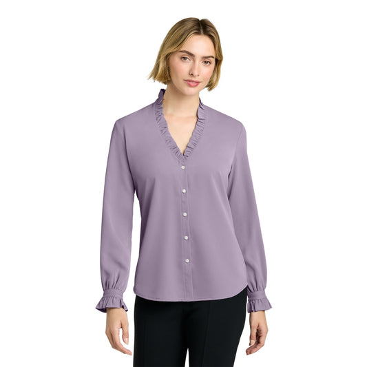 Brooks Brothers® Women’s Long Sleeve Ruffle Collar Blouse - Purple Ash