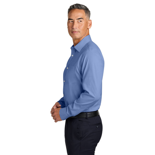 Brooks Brothers® Wrinkle-Free Stretch Pinpoint Spread Collar Shirt - Cobalt Blue