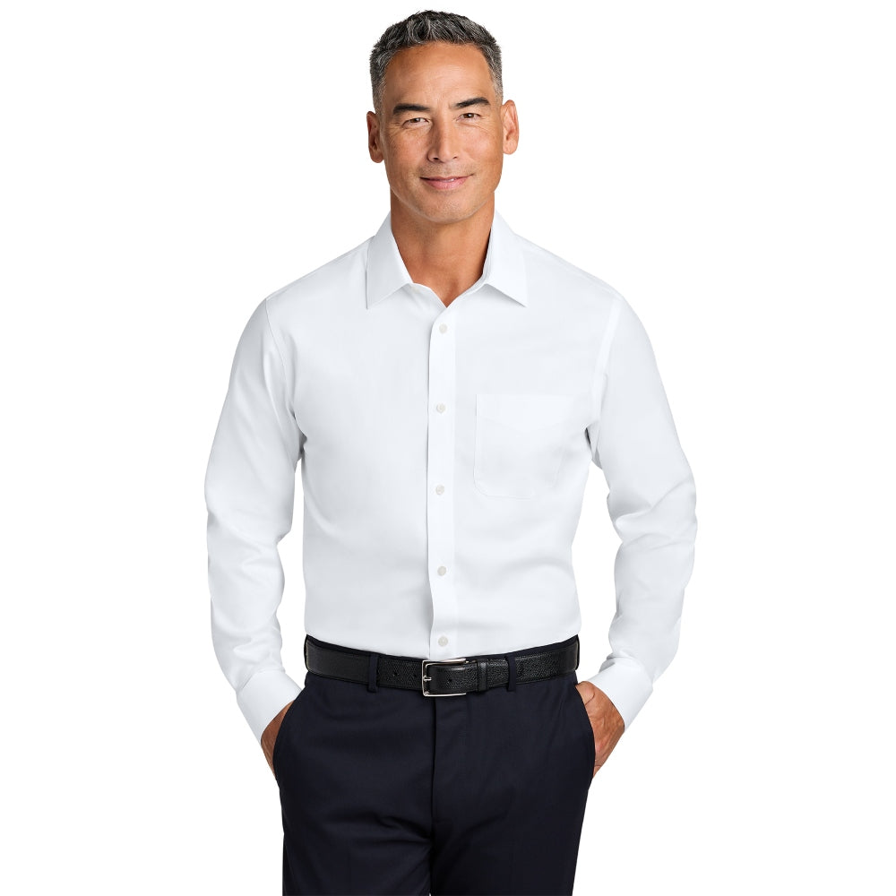 Brooks Brothers® Wrinkle-Free Stretch Pinpoint Spread Collar Shirt - White