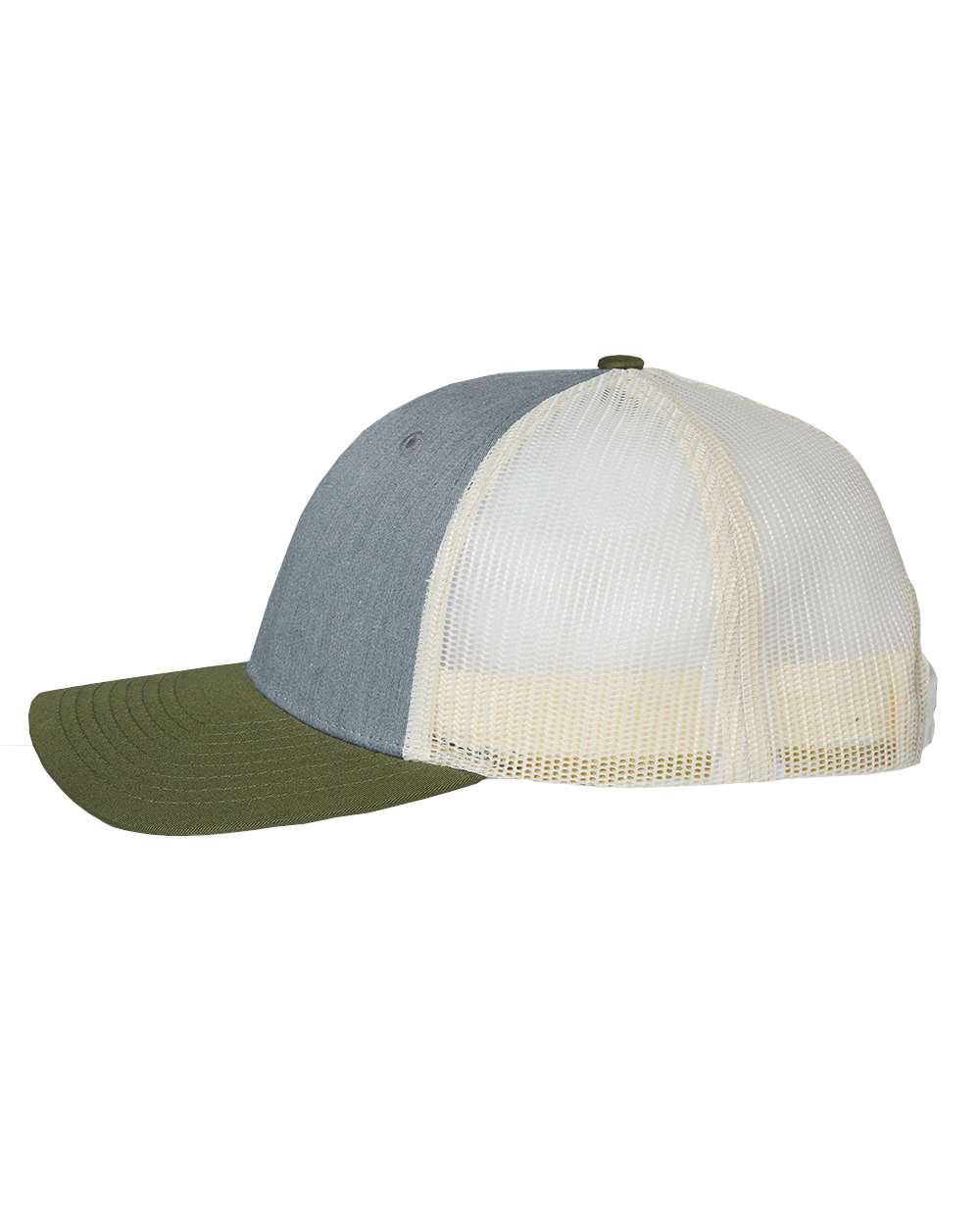 Richardson 115 Low Profile Trucker Cap - Heather Grey/Birch/Army