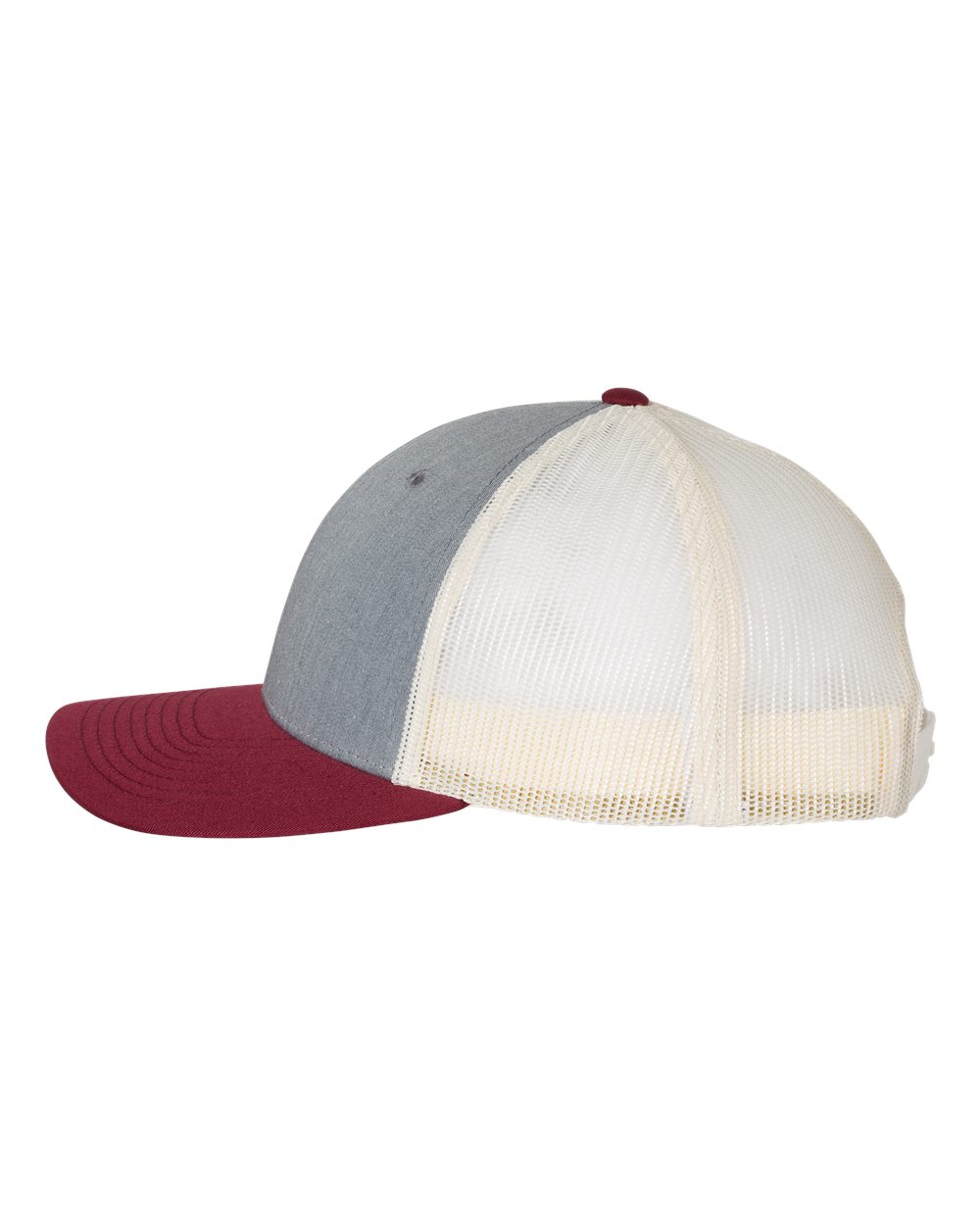Richardson 115 Low Profile Trucker Cap - Heather Grey/Birch/Cardinal