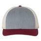 Richardson 115 Low Profile Trucker Cap - Heather Grey/Birch/Cardinal
