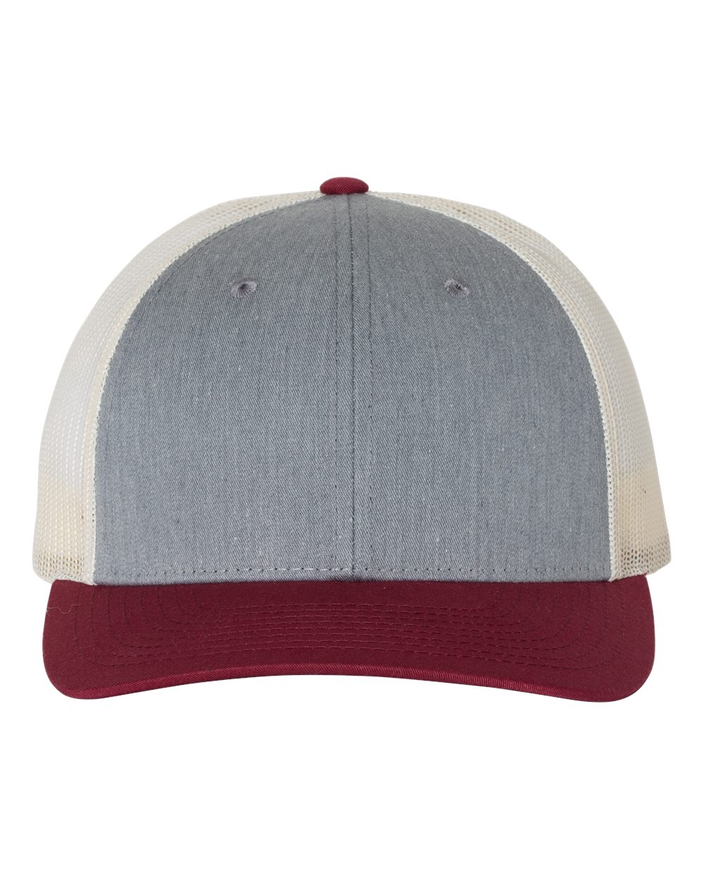 Richardson 115 Low Profile Trucker Cap - Heather Grey/Birch/Cardinal