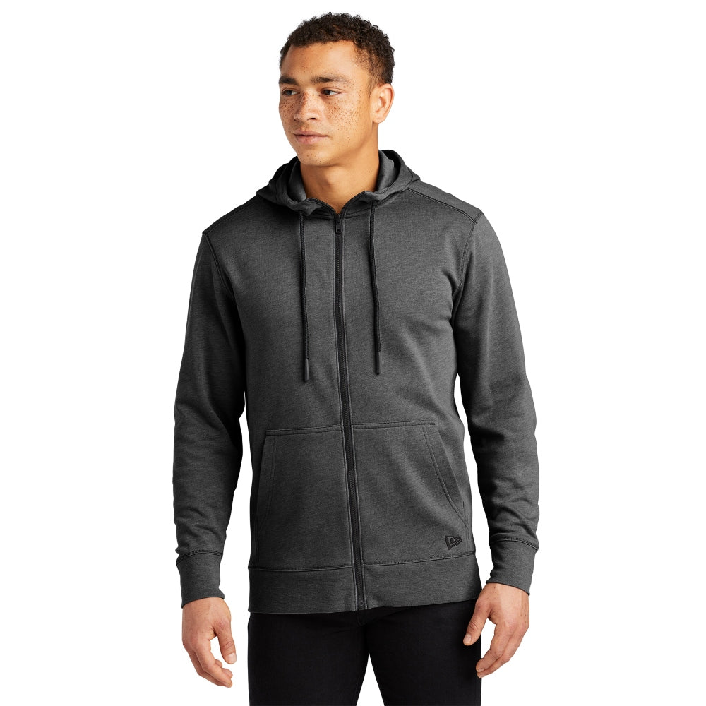 New Era® Tri-Blend Fleece Full-Zip Hoodie - Black Heather