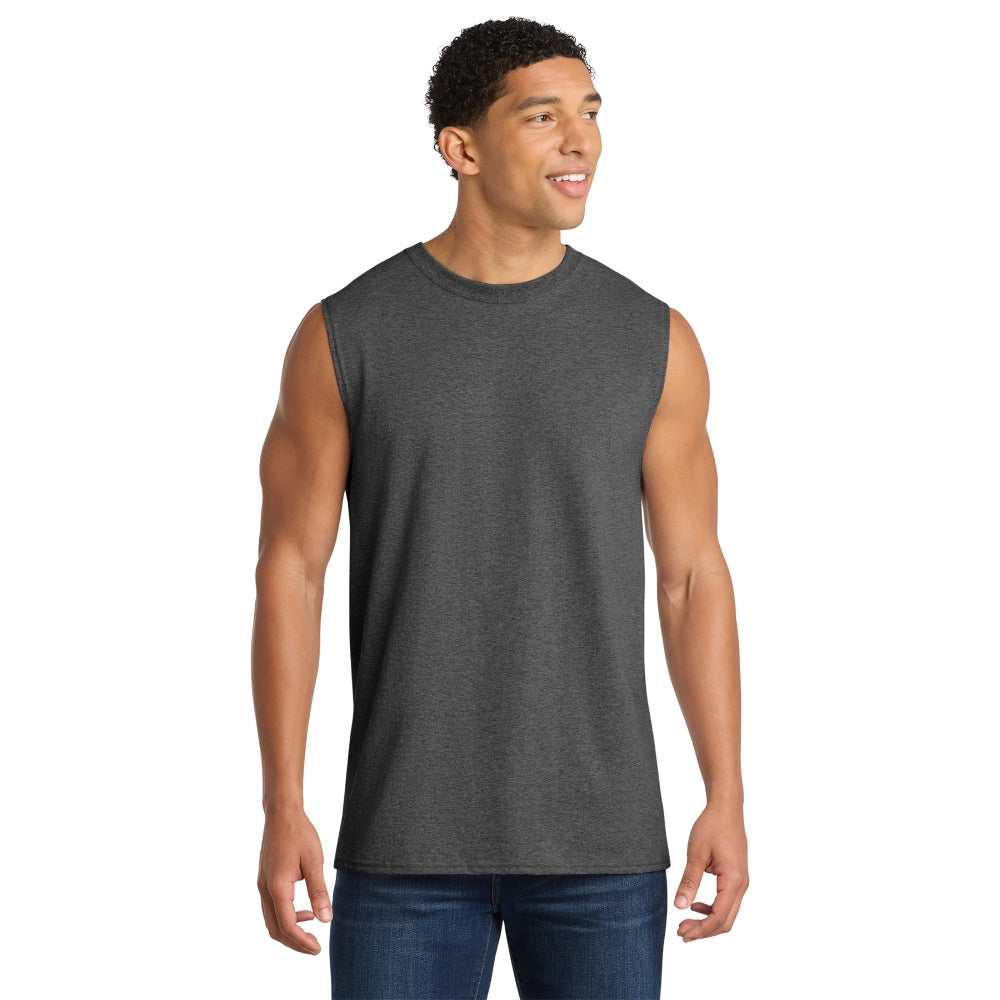 Port & Co™ Core Cotton Sleeveless Tee - Dark Grey Heather