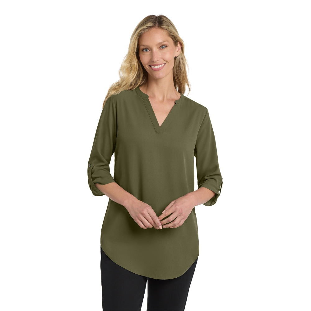 Port Authority® Women's 3/4-Sleeve Tunic Blouse - Deep Olive
